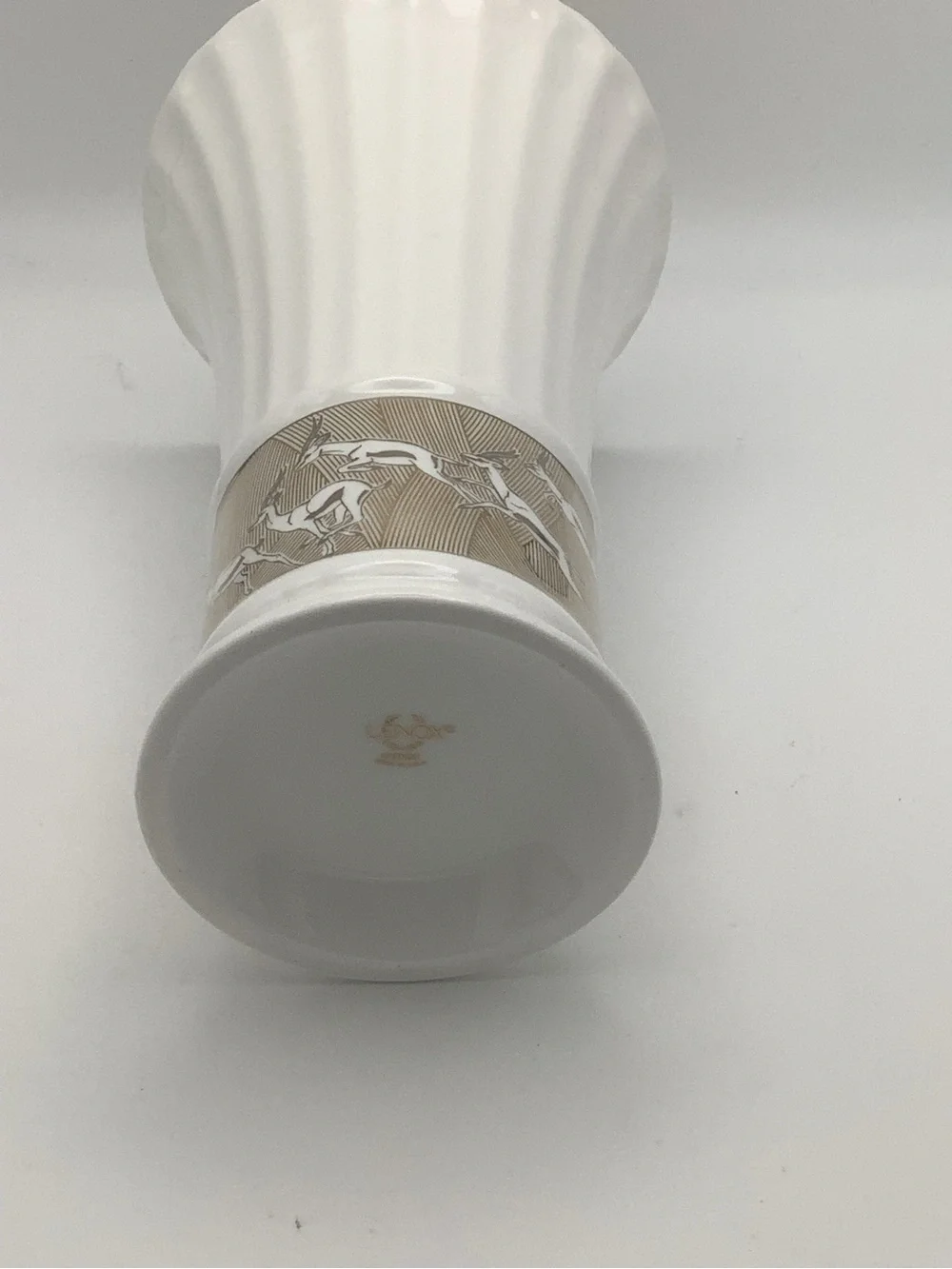 Lenox Sahara Sunset Collection White Fluted Vase with Gold Gazelle Band